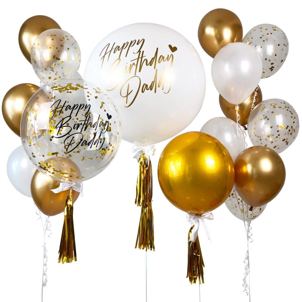 Extravagant Gold Helium Balloon Bouquet. Delivery in 3 hours.